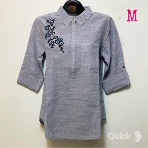 M - NWT Cathy Daniels Popover Striped Shirt